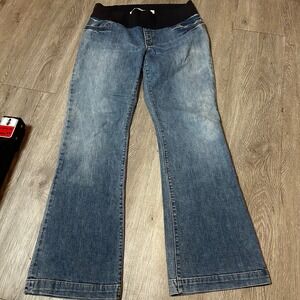 Gap Maternity Pull On Flare‎ Jeans Blue Medium Wash Under Belly Size 8 Reg